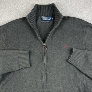 Polo Ralph Lauren Sweater Mens 2XL Exclusive Of Decoration Gray Full Zip Pony‎